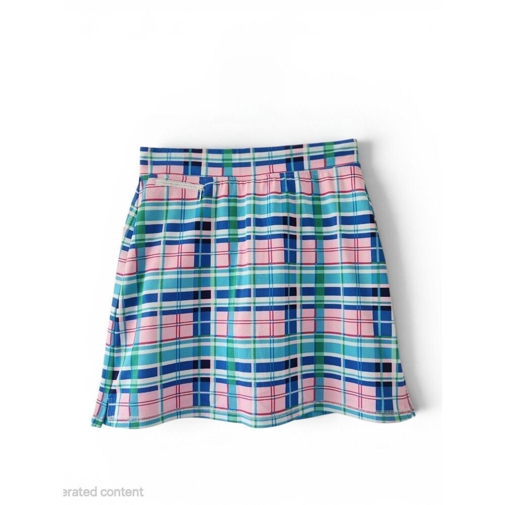 T By Talbots Athletic Skort Pink Blue Green Plaid Size Small Petite